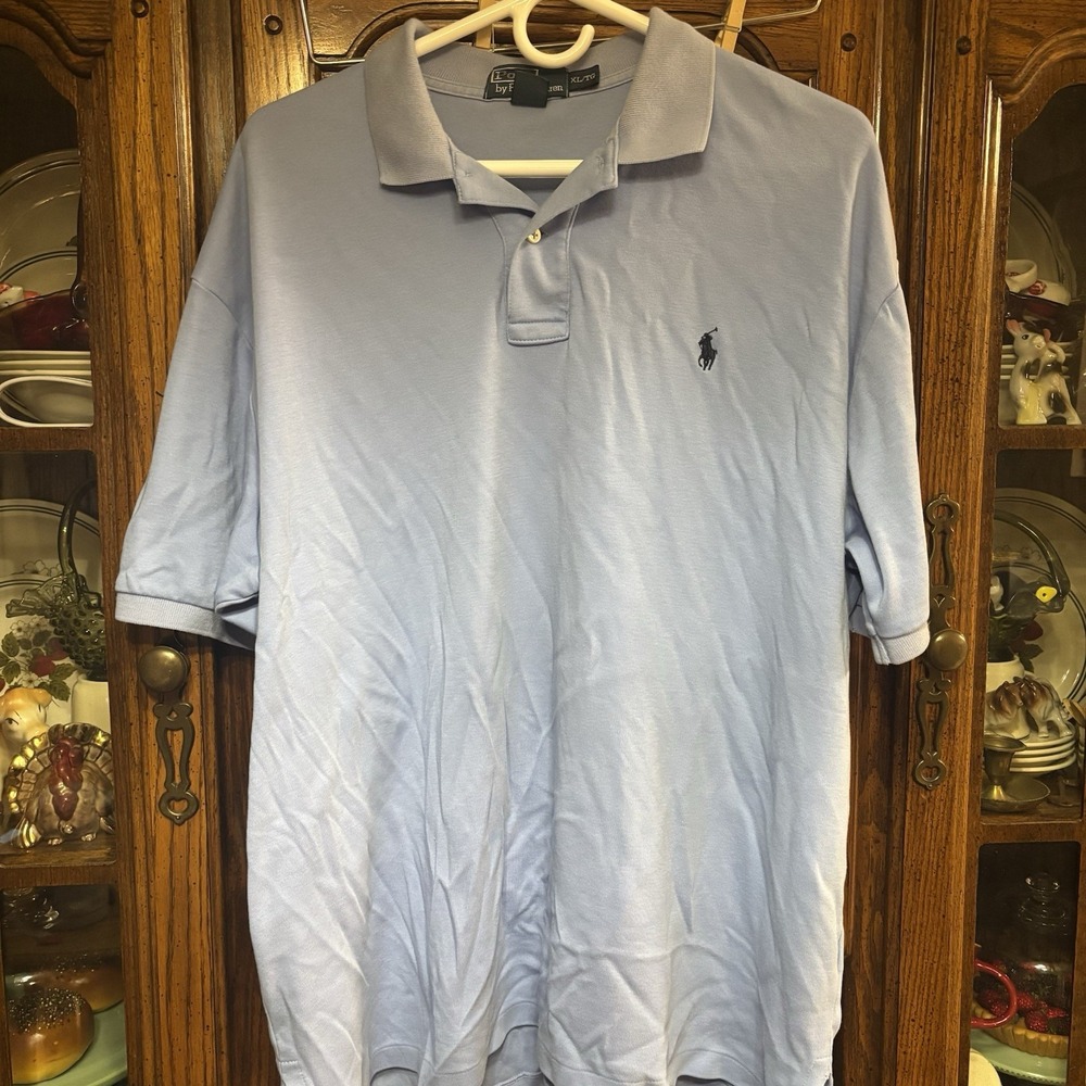 Vintage 90S Ralph Lauren Men's‎ Polo Shirt Size XL Blue Short Sleeve Two Button